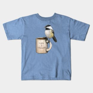 "Coffee & Chickadee" - Java Jungle collection Kids T-Shirt